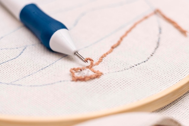 haftowane wzory na tkaninie